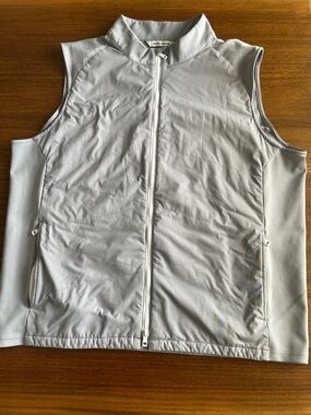 Peter Millar Light Silver Quilted Zip-Front Vest XL